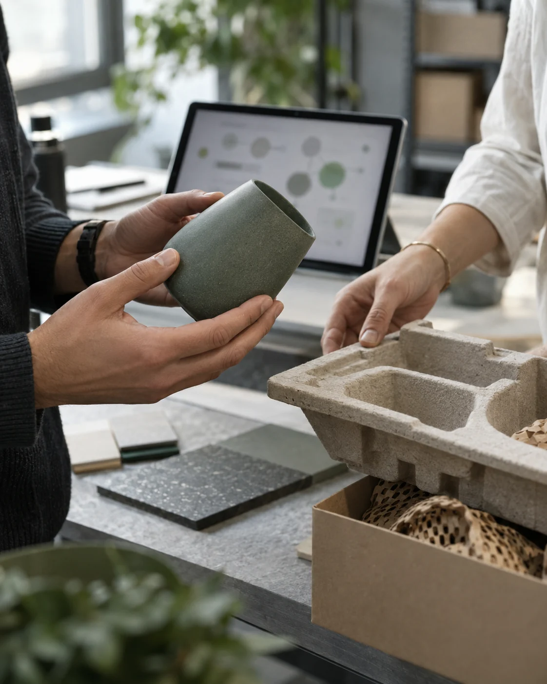 Colleagues connecting product, operations, and digital workflow decisions
